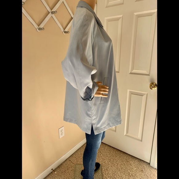 London Fog Water Repellant Coat Stone Blue Medium Petite - Picture 4 of 13